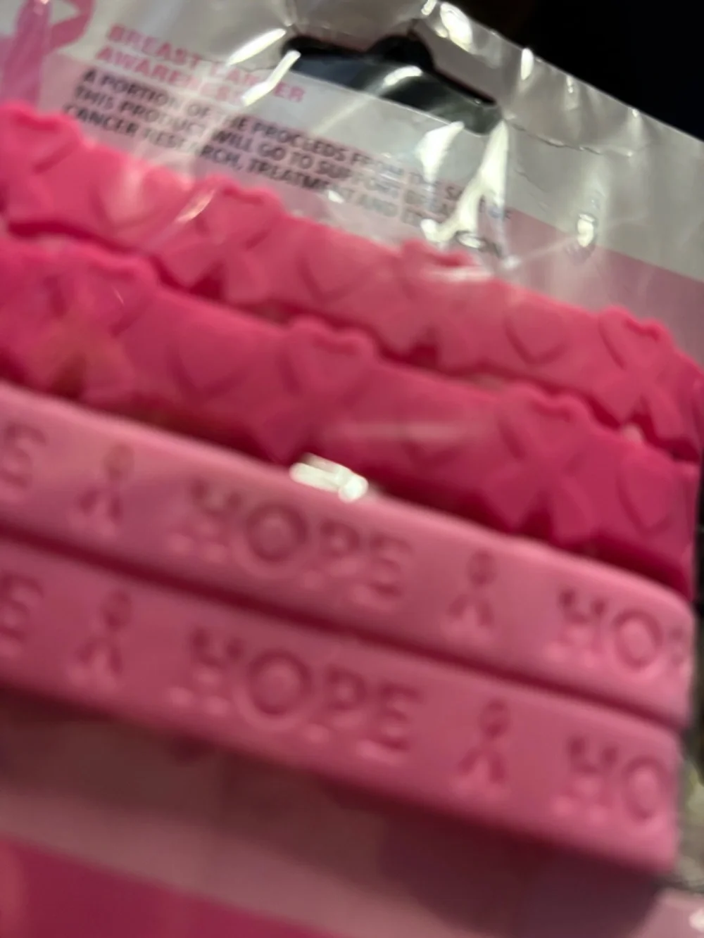 Breast Cancer Awareness Pink HOPE Silicone Wristbands - 4 Pack